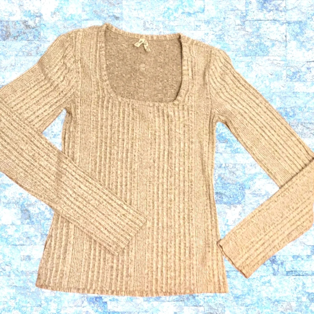 🎁MUDD Square Neck Gray Knit Long Sleeve Sweater-Size S - Picture 4 of 13